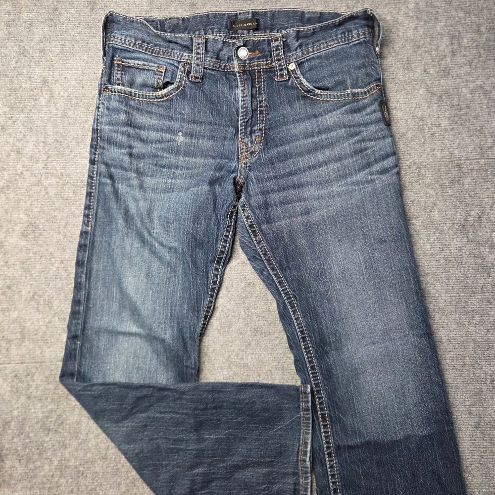 Silver Jeans Zac Mens Straight Leg Jeans Medium Wash Blue Denim 32x29